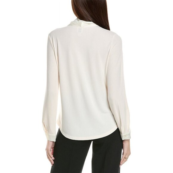 Anne Klein womens Mixed Media Top, Size L White MSRP $79 - Picture 2 of 2